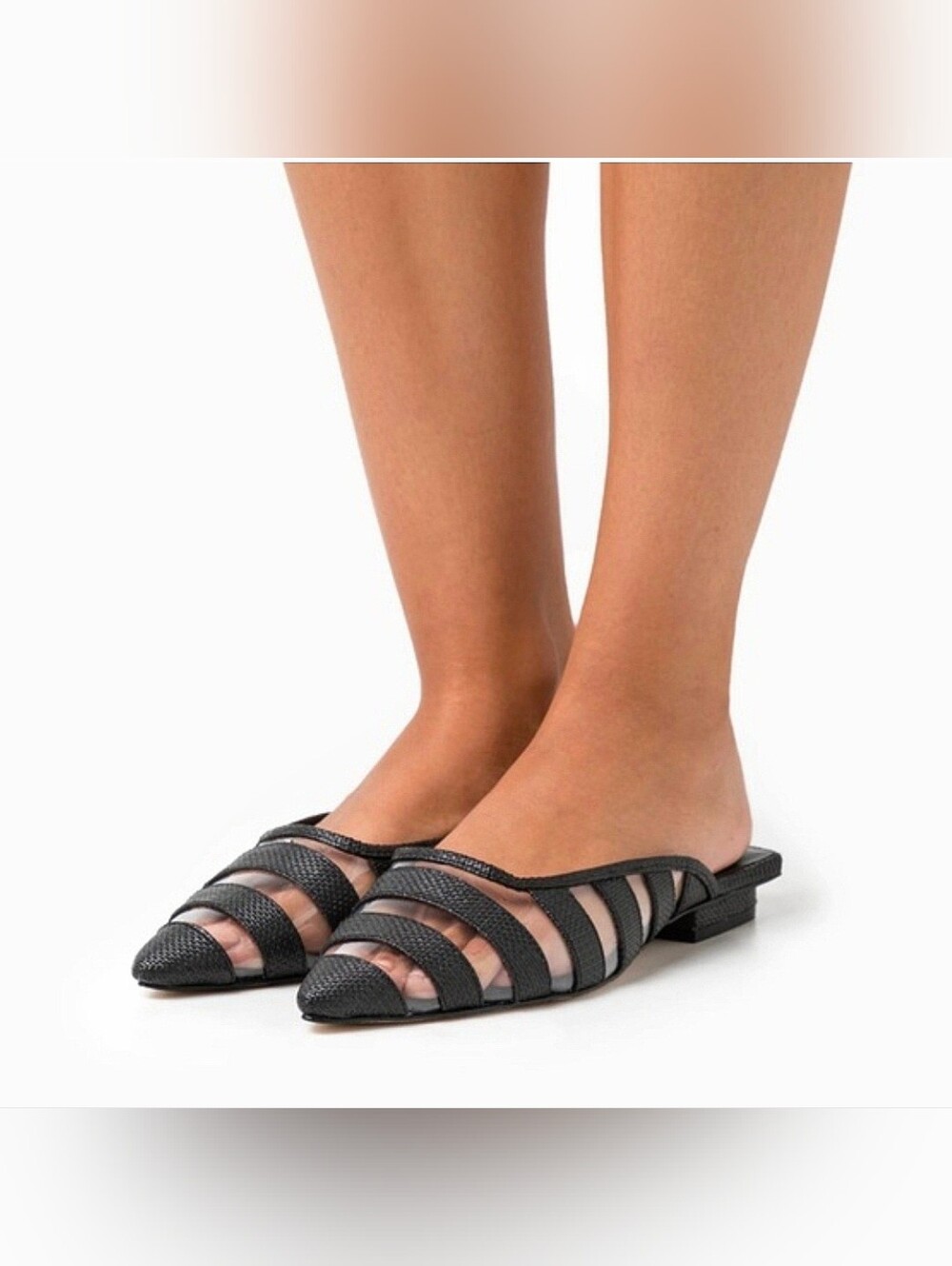 CULT GAIA Femi Mule Black Pointed Toe Slide Flats EU 39.5